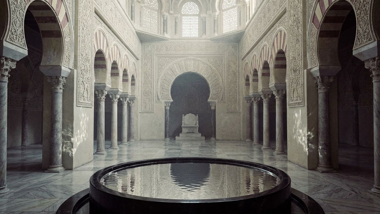The great library of Cordoba, holding hundreds of thousands of volumes